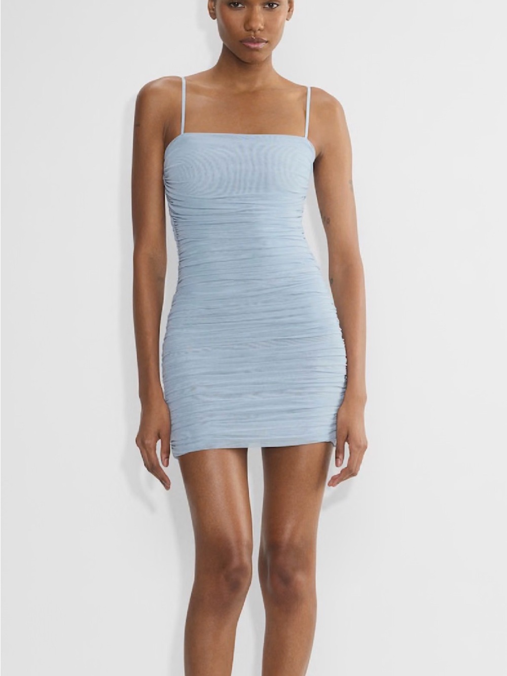 That’s So Fetch Light Blue Ruched Mini Dress Size 6